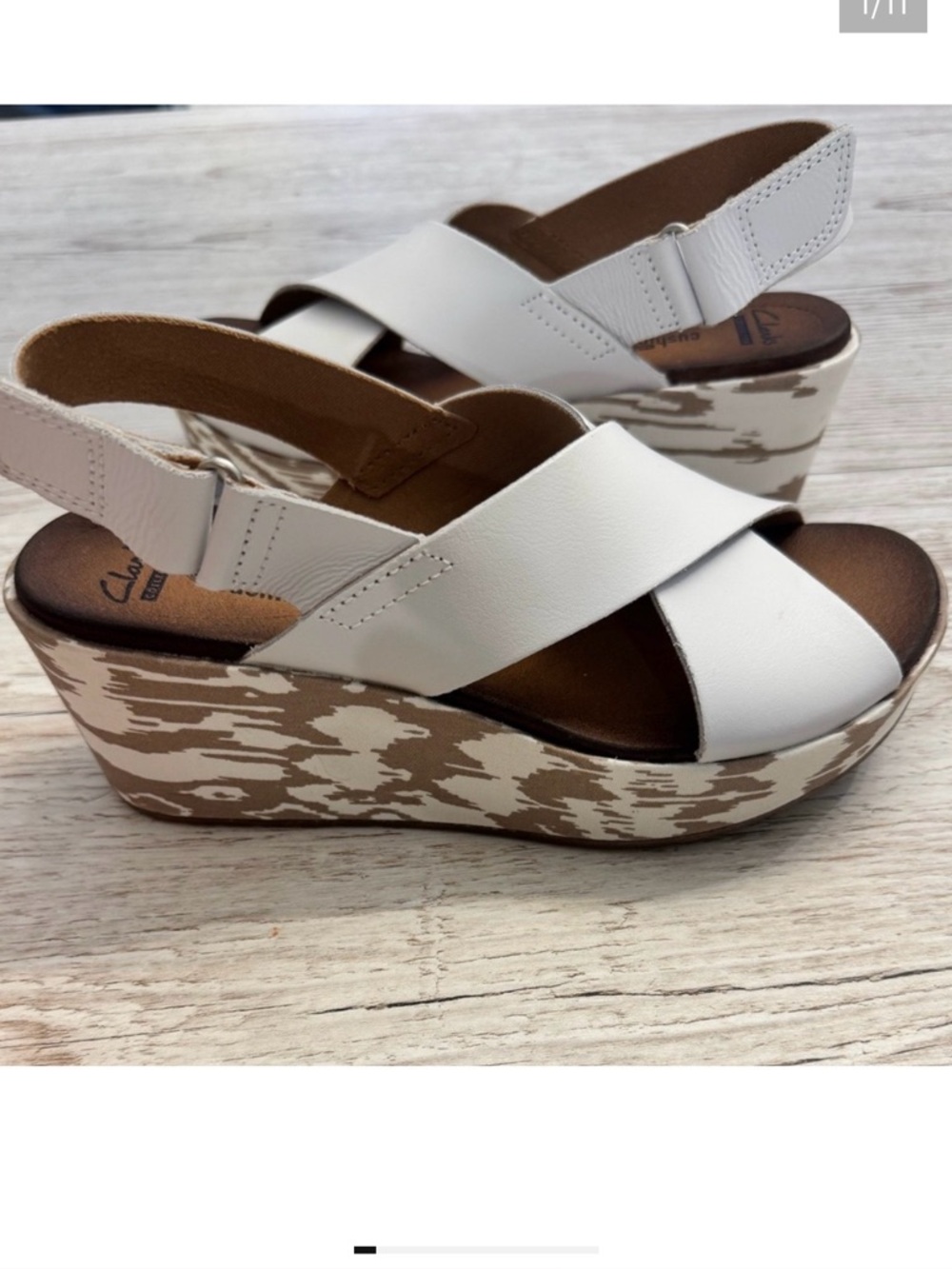 Clarks Stasha Hale Open Toe Wedge Sandals 6